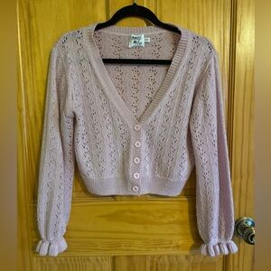 Princess Polly Pink Eyelet Knit Cardigan — XS/S